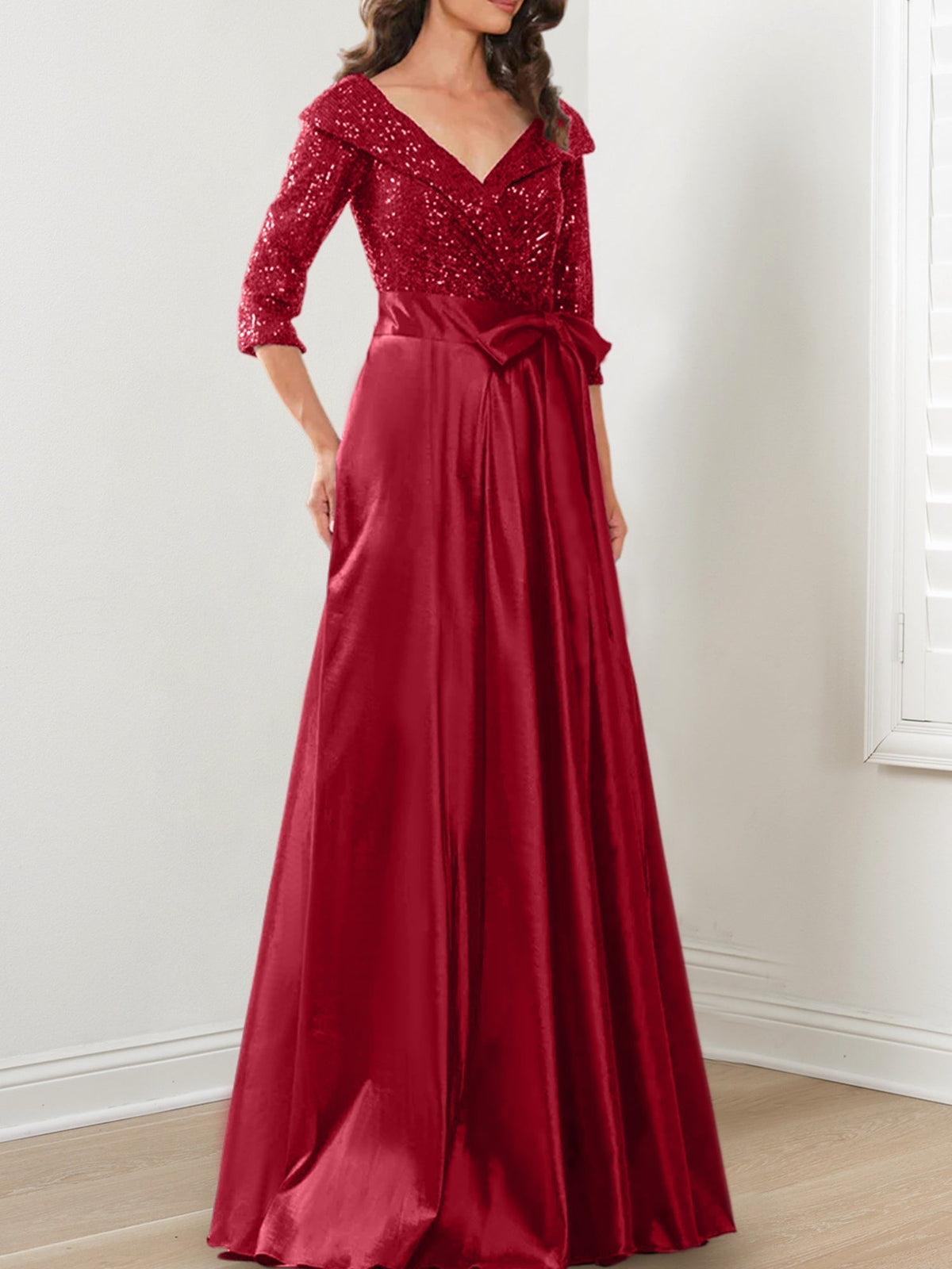V Neck A Line Gown for the Mother of the Bride