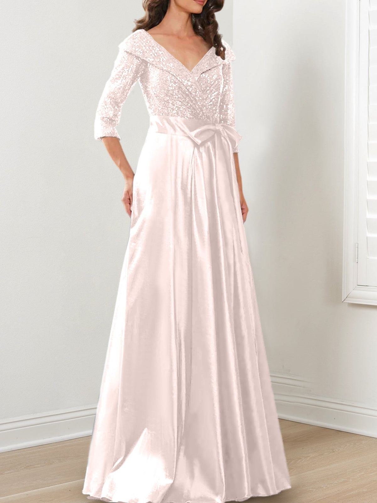 V Neck A Line Gown for the Mother of the Bride