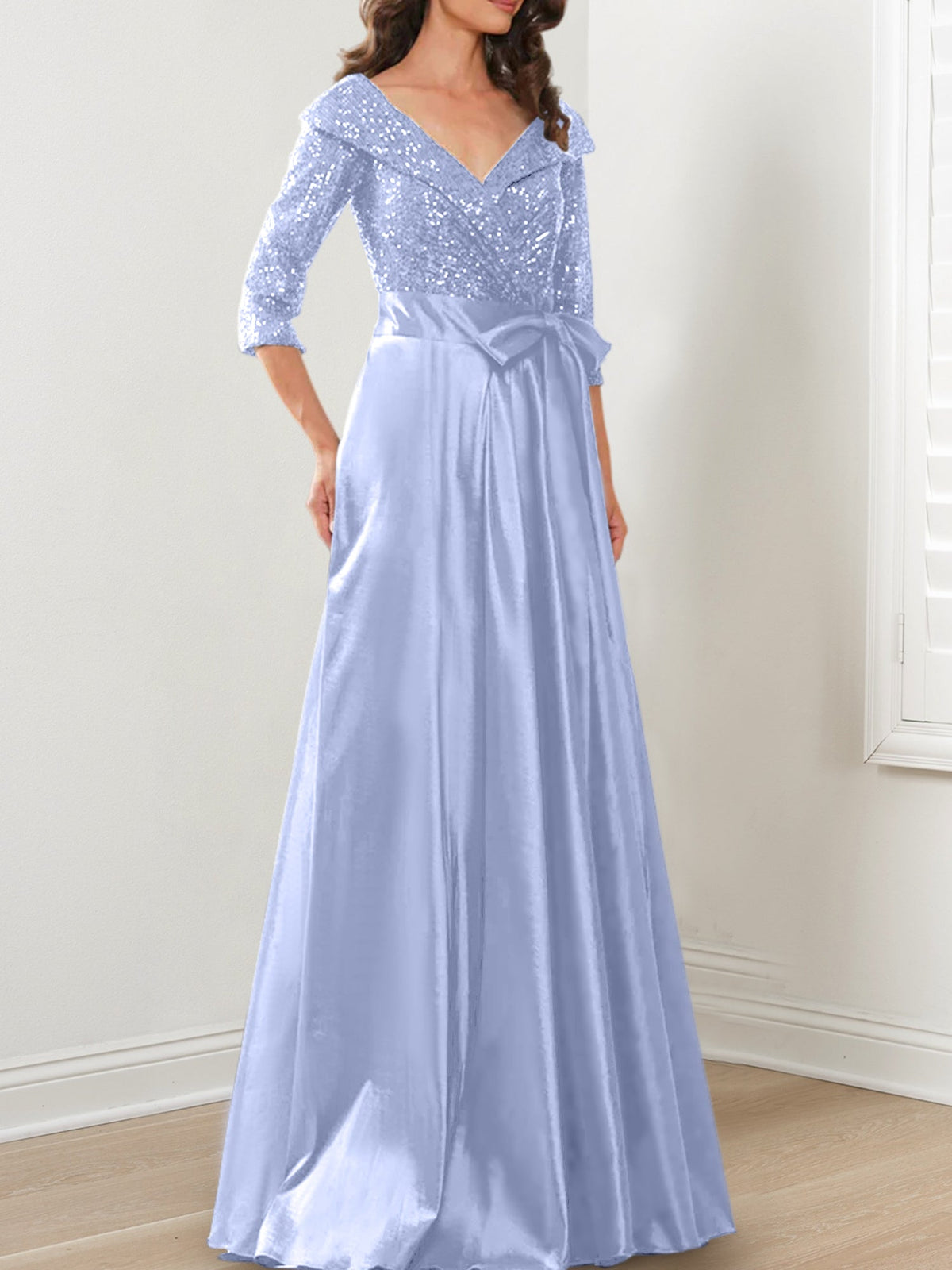V Neck A Line Gown for the Mother of the Bride