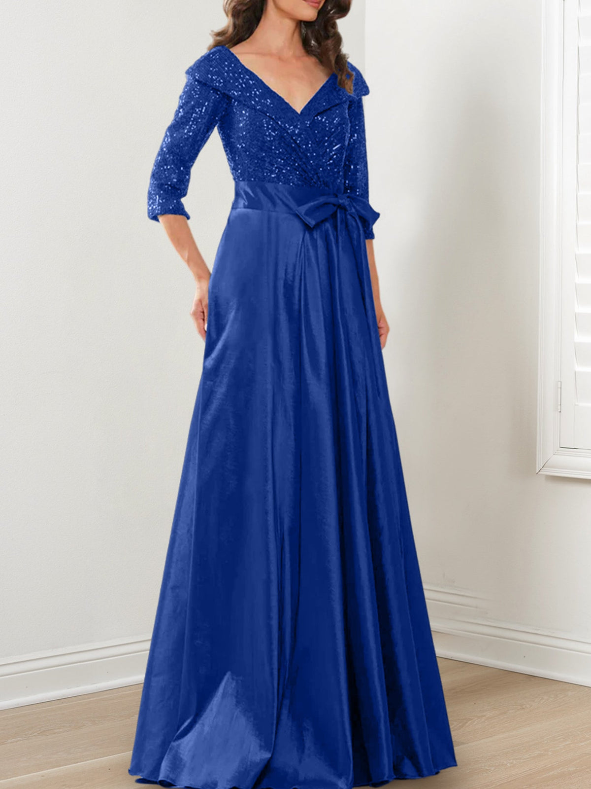 V Neck A Line Gown for the Mother of the Bride
