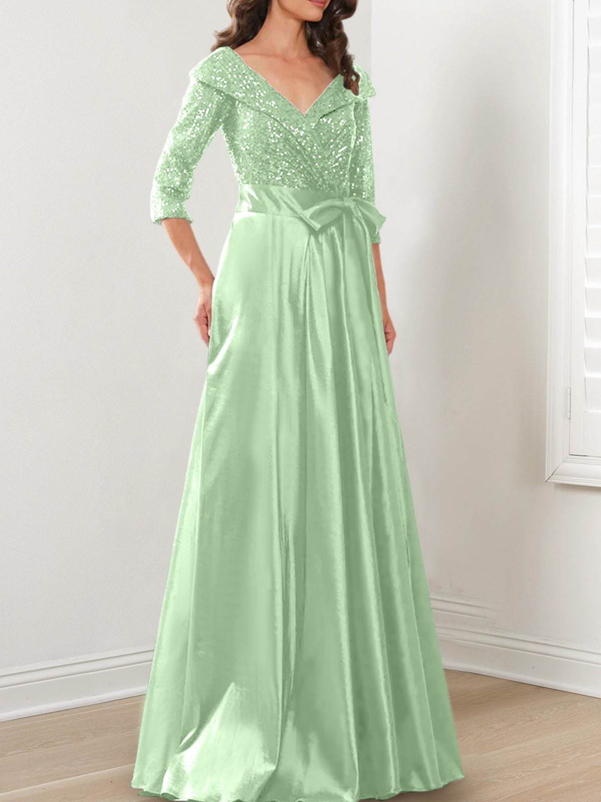 V Neck A Line Gown for the Mother of the Bride