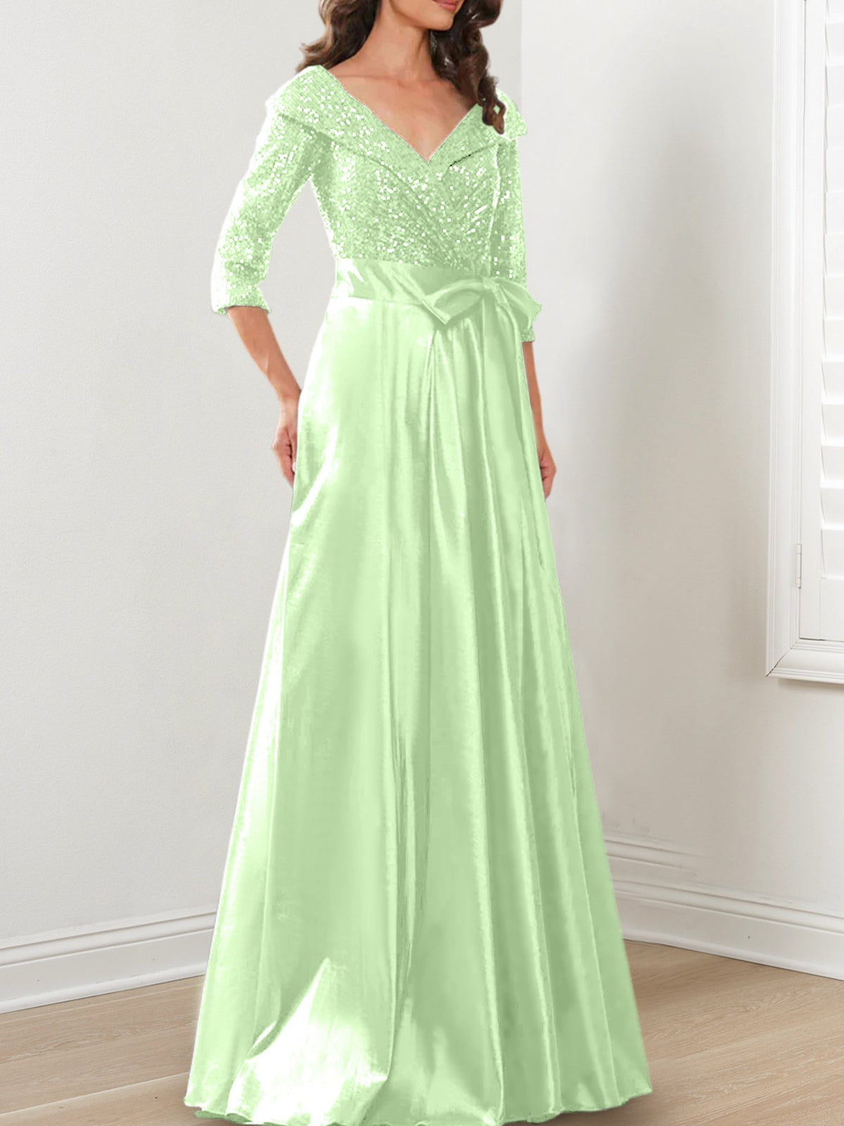 V Neck A Line Gown for the Mother of the Bride