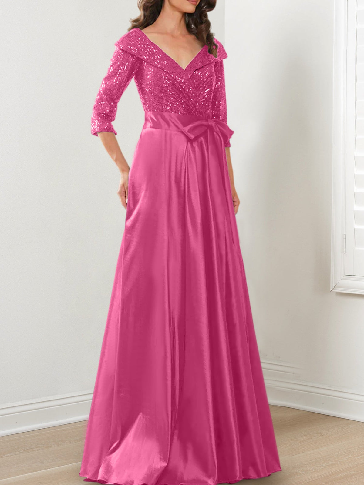 V Neck A Line Gown for the Mother of the Bride