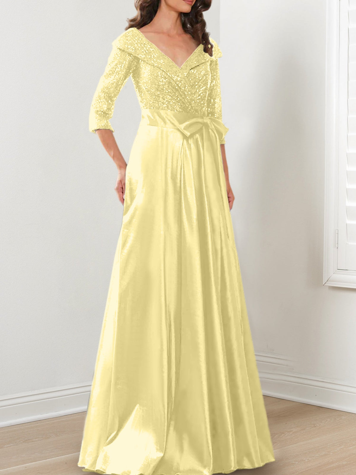 V Neck A Line Gown for the Mother of the Bride