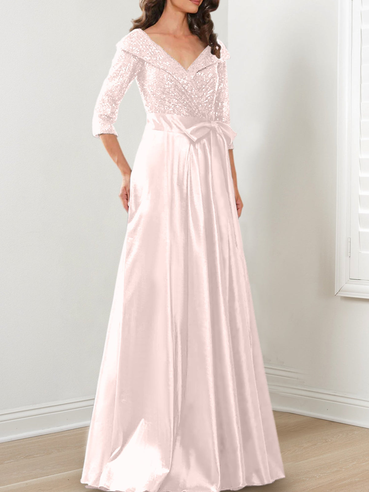 V Neck A Line Gown for the Mother of the Bride
