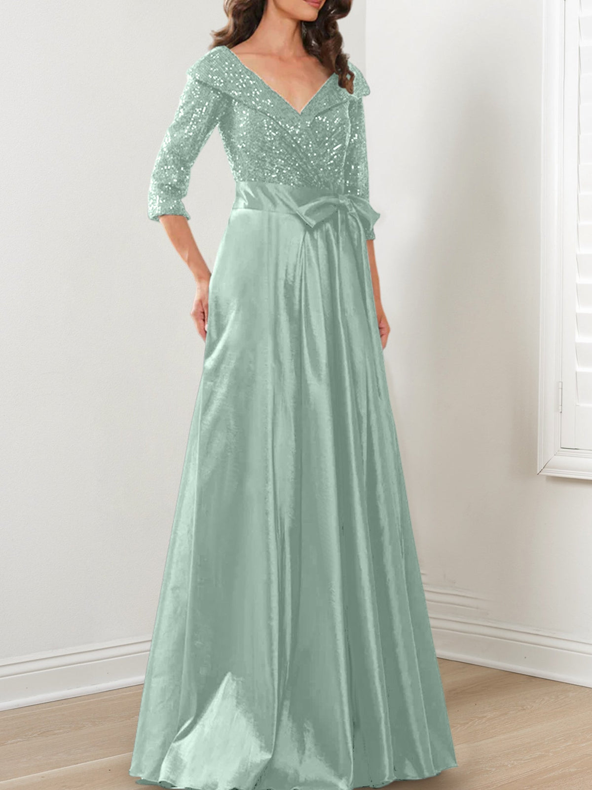 V Neck A Line Gown for the Mother of the Bride