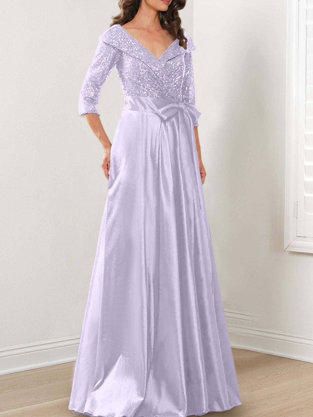 V Neck A Line Gown for the Mother of the Bride