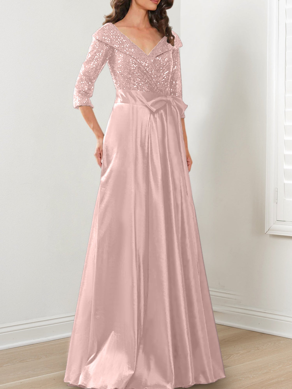 V Neck A Line Gown for the Mother of the Bride