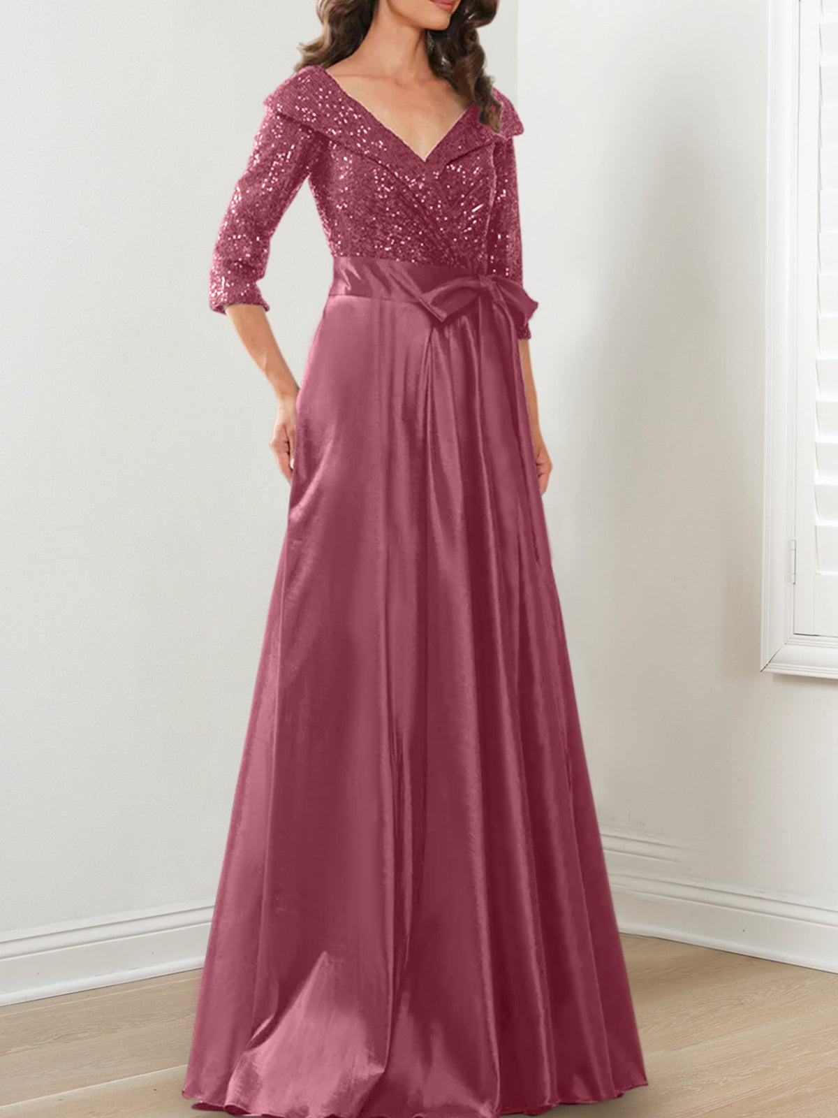 V Neck A Line Gown for the Mother of the Bride