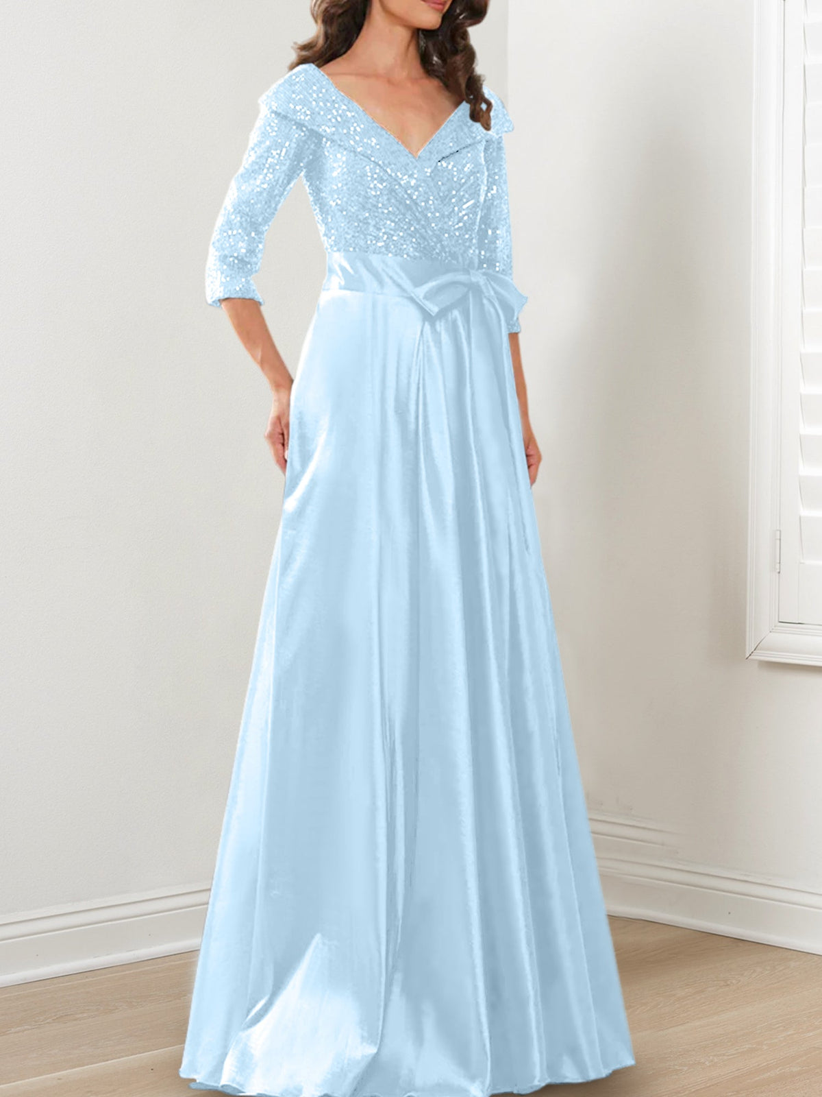 V Neck A Line Gown for the Mother of the Bride