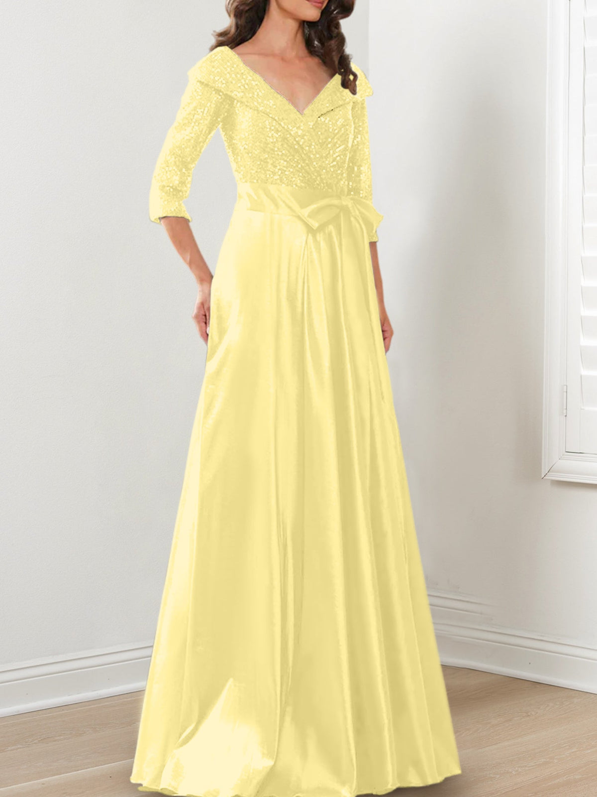 V Neck A Line Gown for the Mother of the Bride
