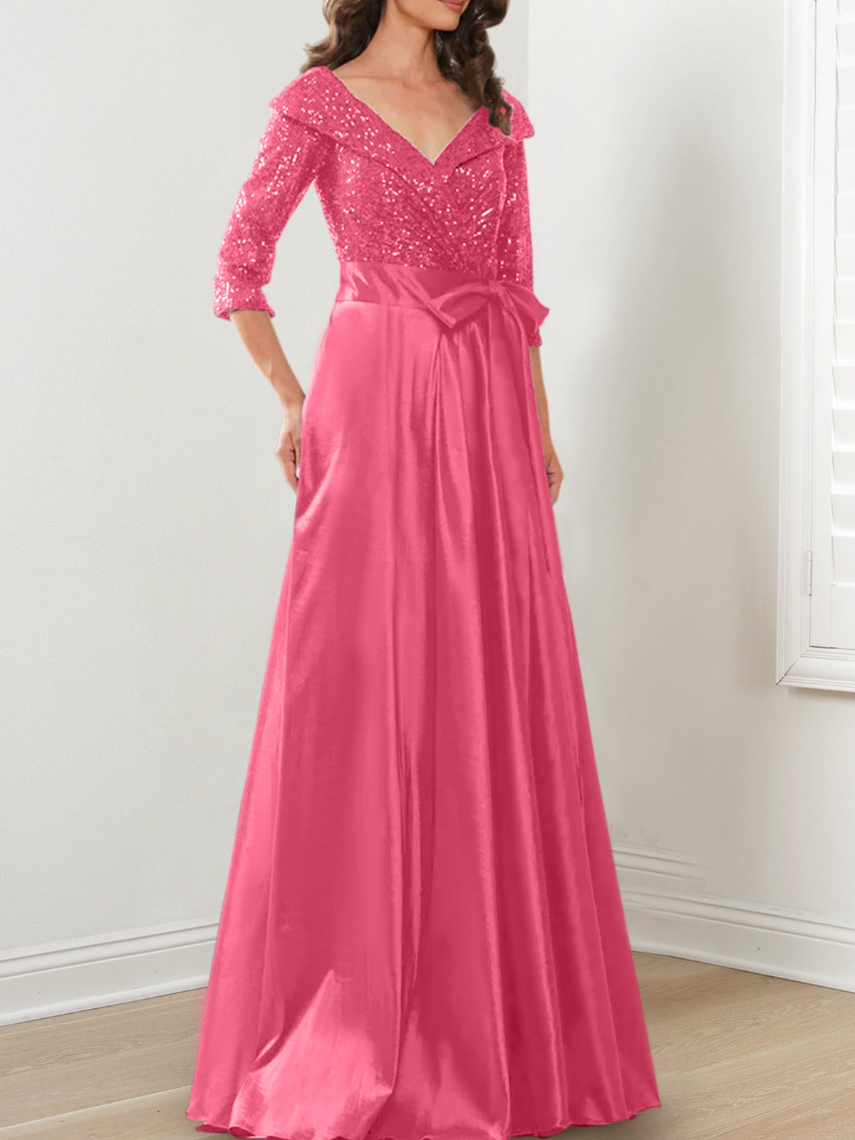 V Neck A Line Gown for the Mother of the Bride