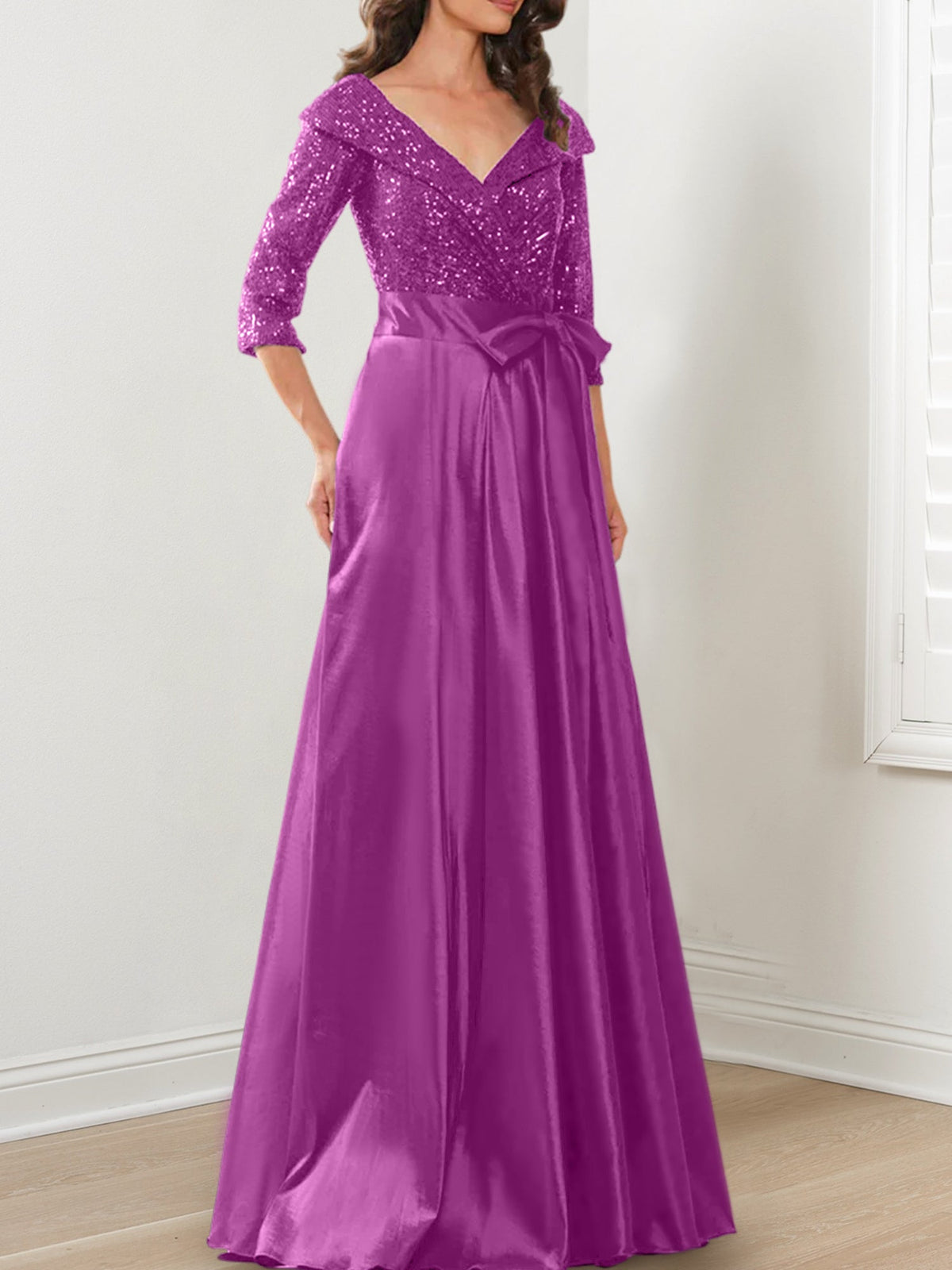 V Neck A Line Gown for the Mother of the Bride