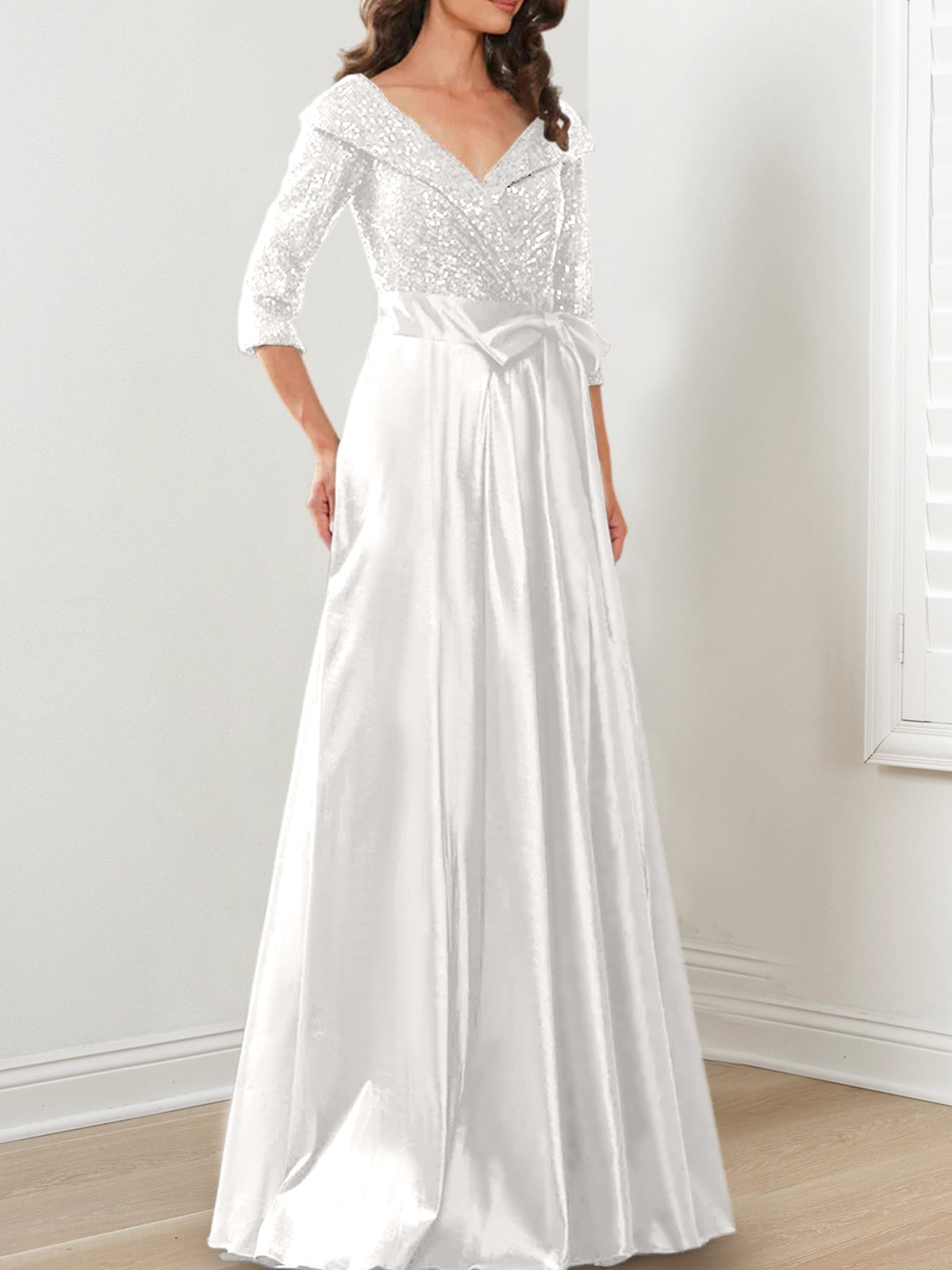 V Neck A Line Gown for the Mother of the Bride