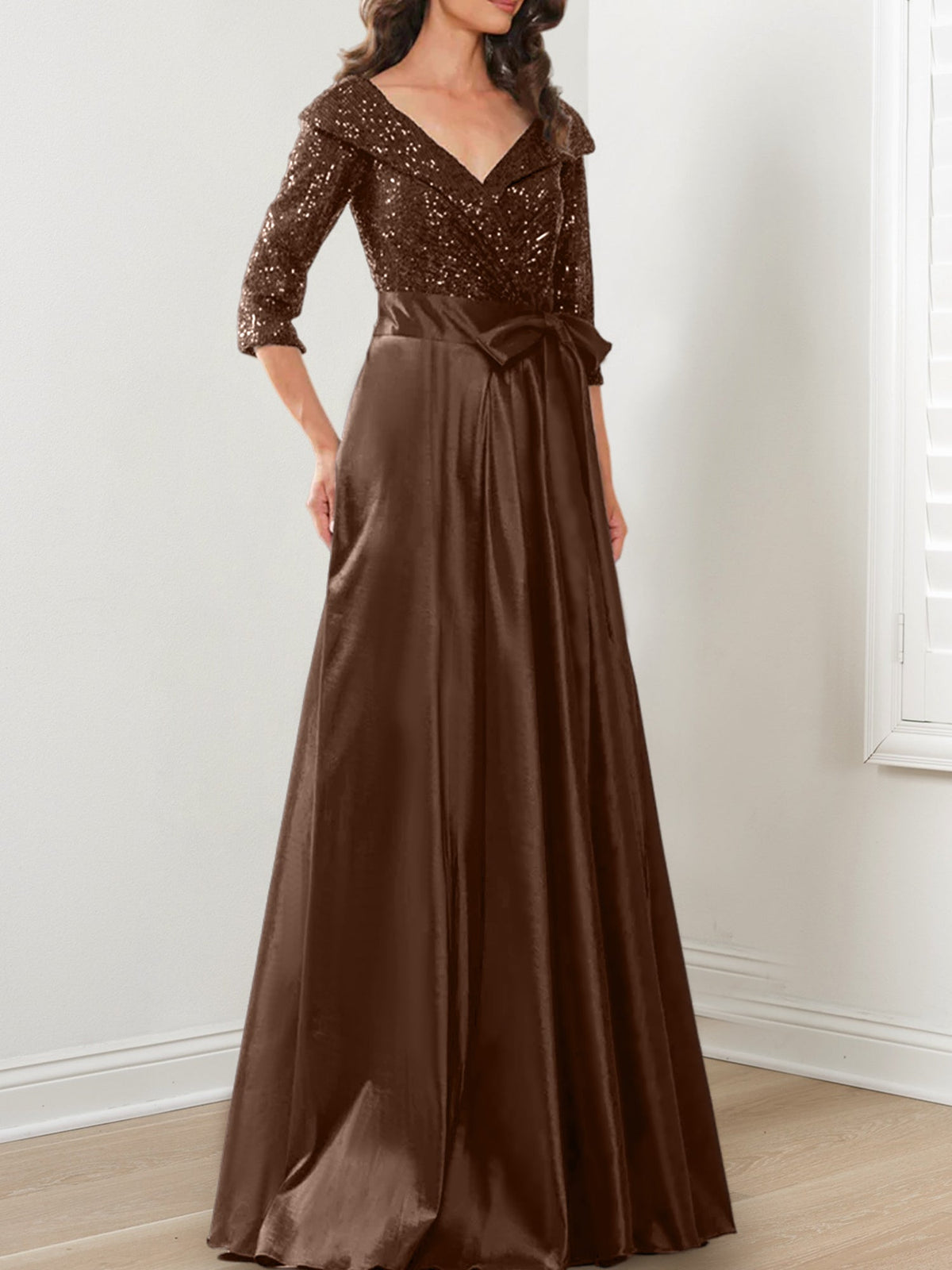 V Neck A Line Gown for the Mother of the Bride