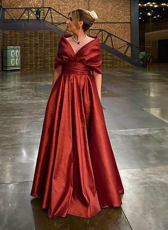 V Neck A Line Gown for the Mother of the Bride