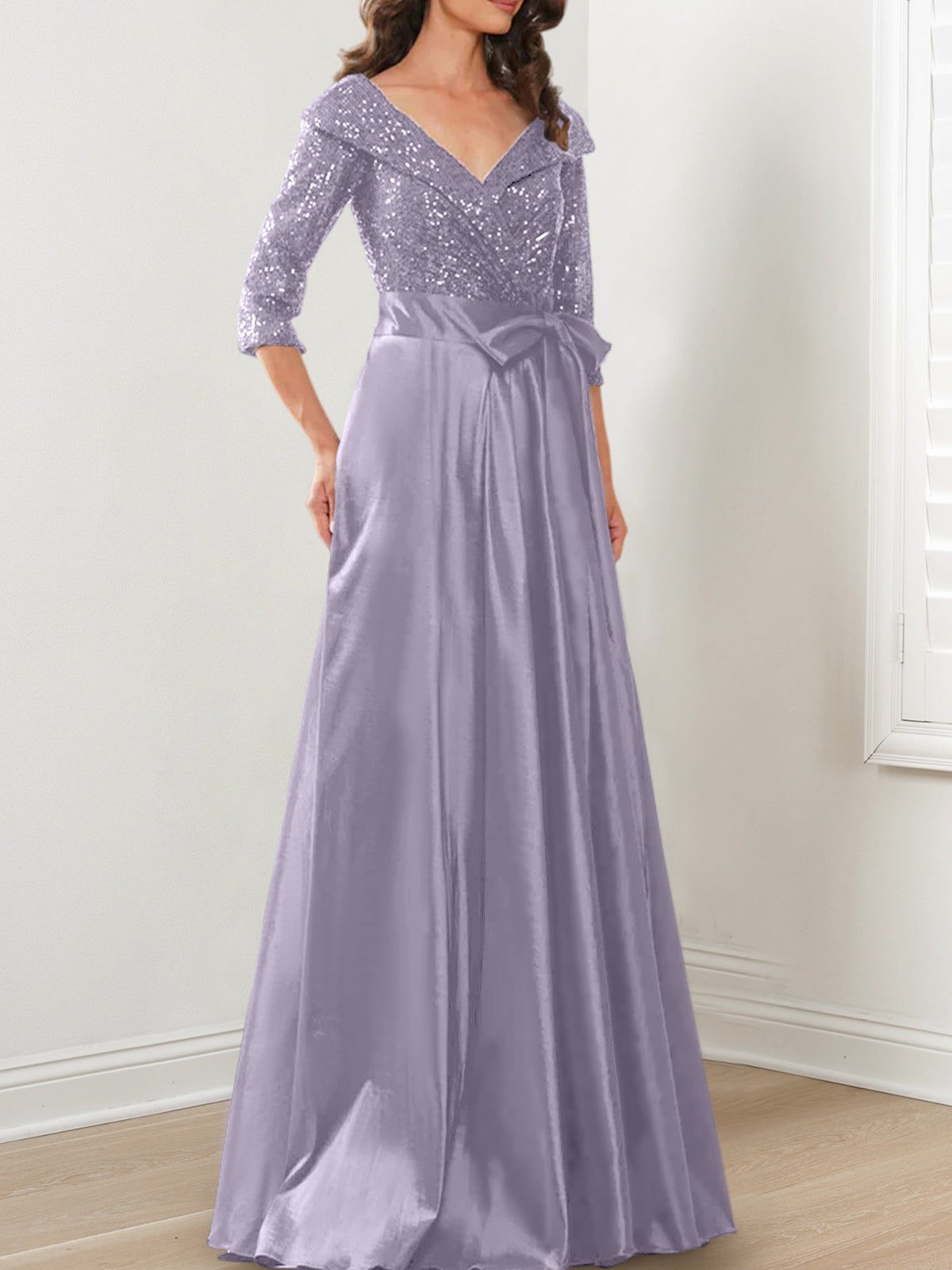 V Neck A Line Gown for the Mother of the Bride