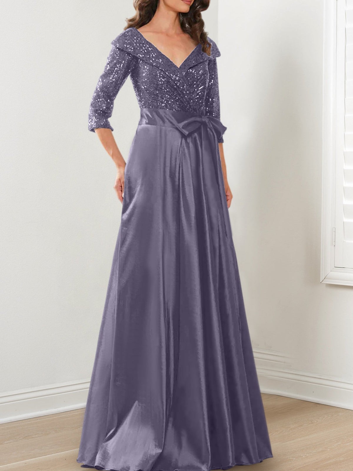 V Neck A Line Gown for the Mother of the Bride