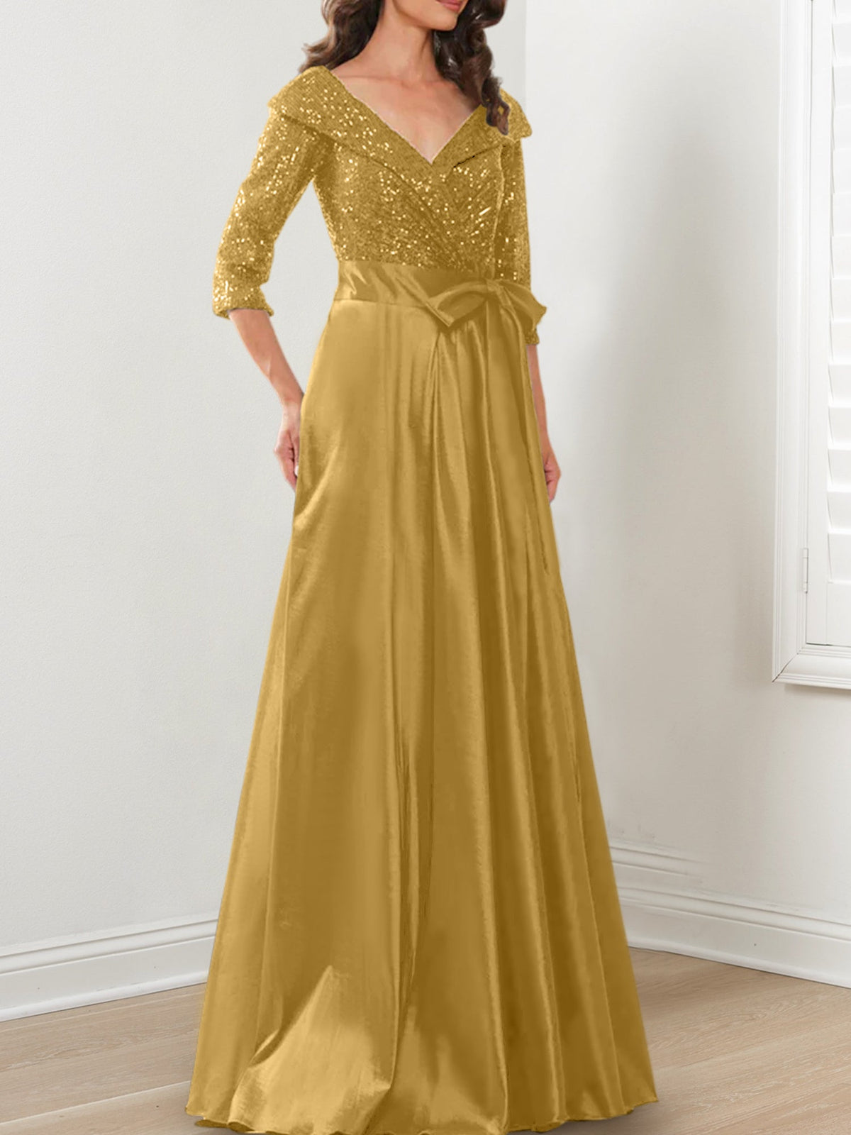 V Neck A Line Gown for the Mother of the Bride