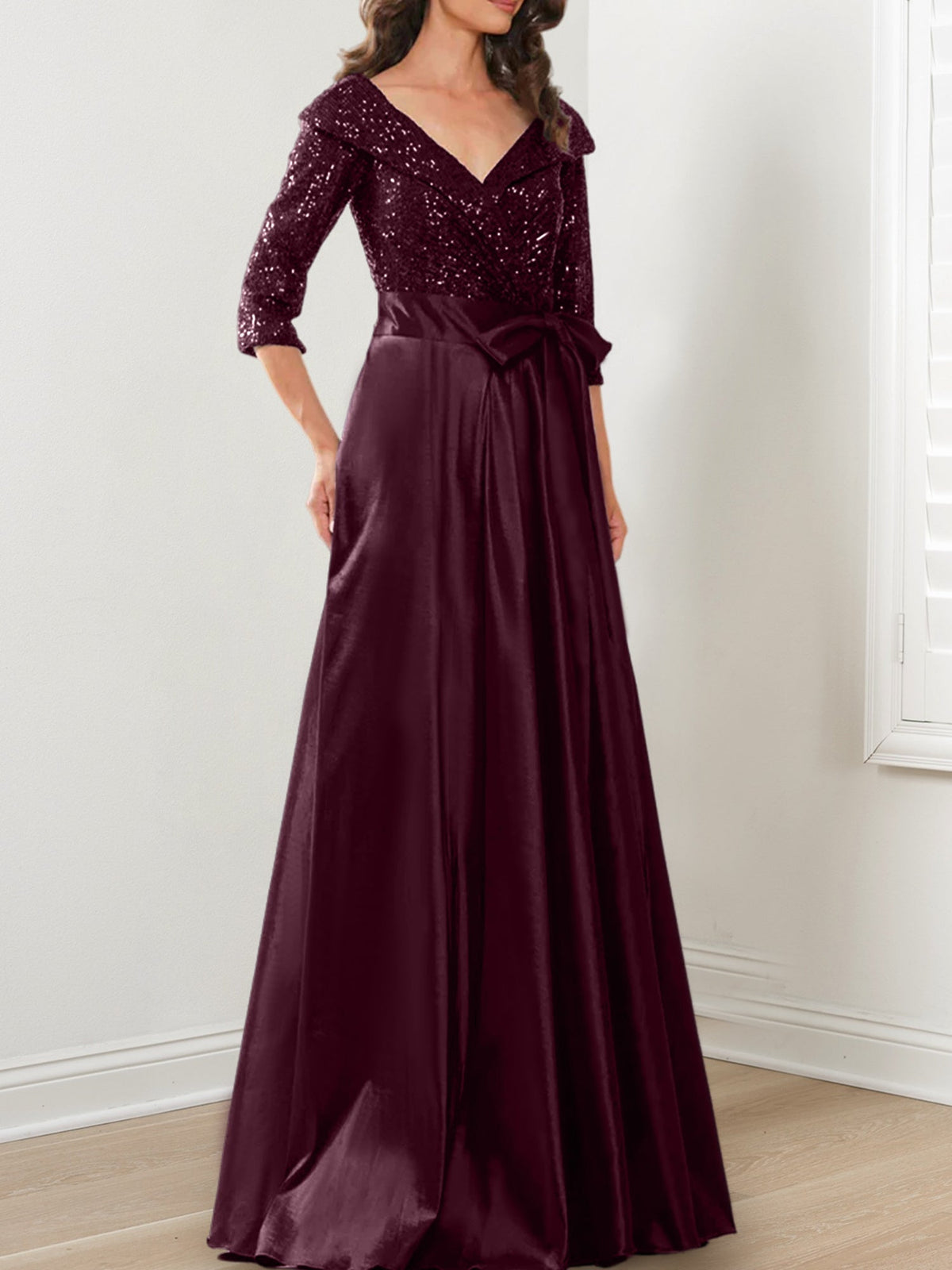 V Neck A Line Gown for the Mother of the Bride