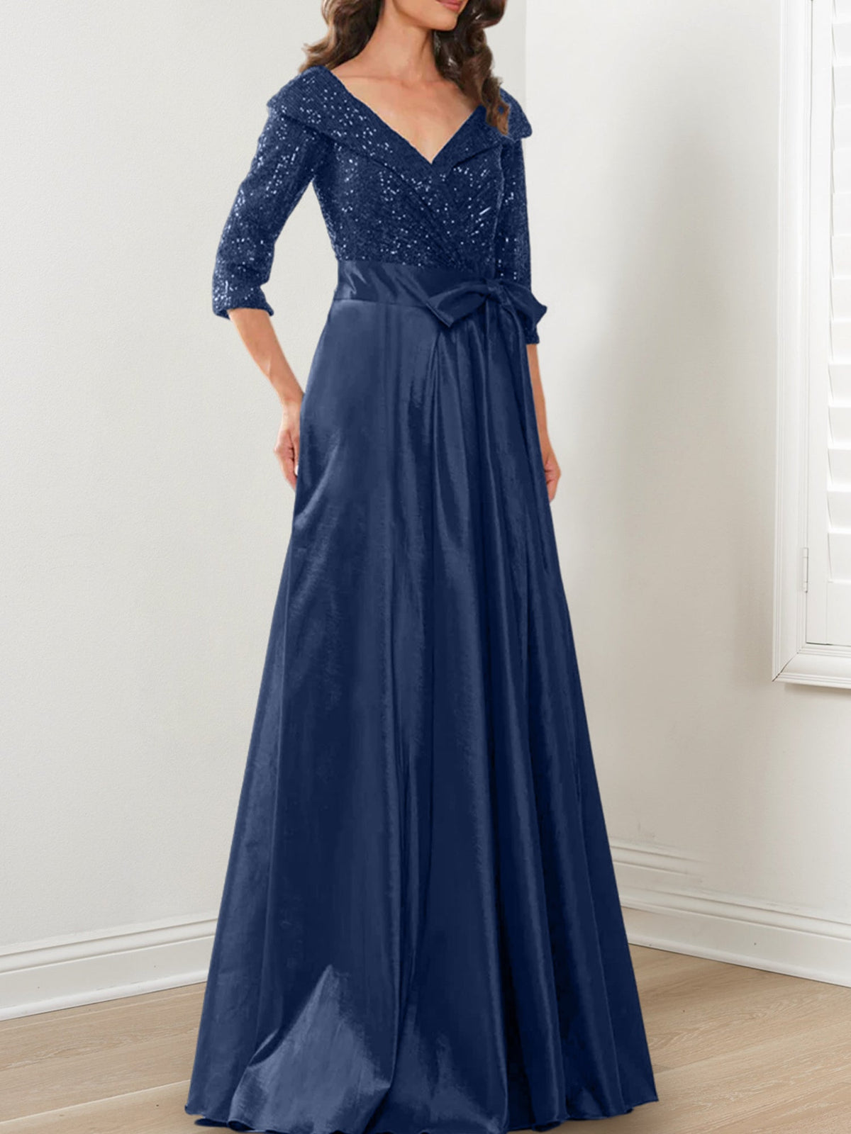 V Neck A Line Gown for the Mother of the Bride