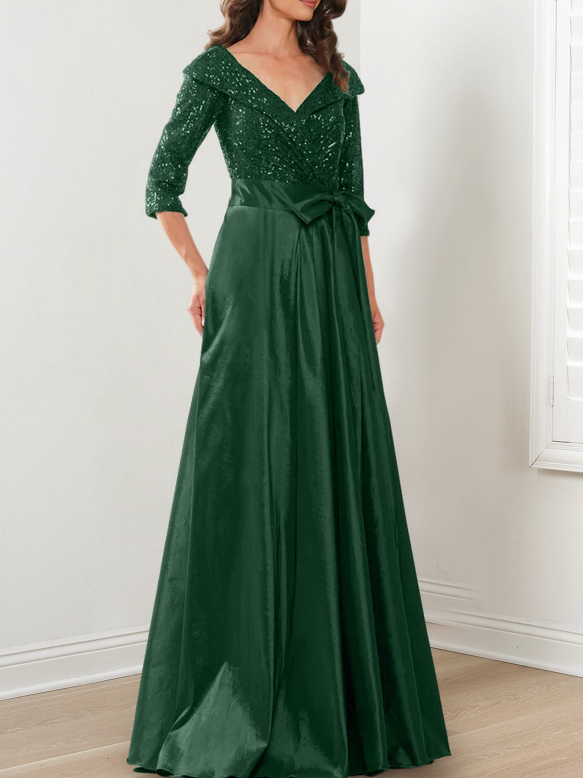 V Neck A Line Gown for the Mother of the Bride