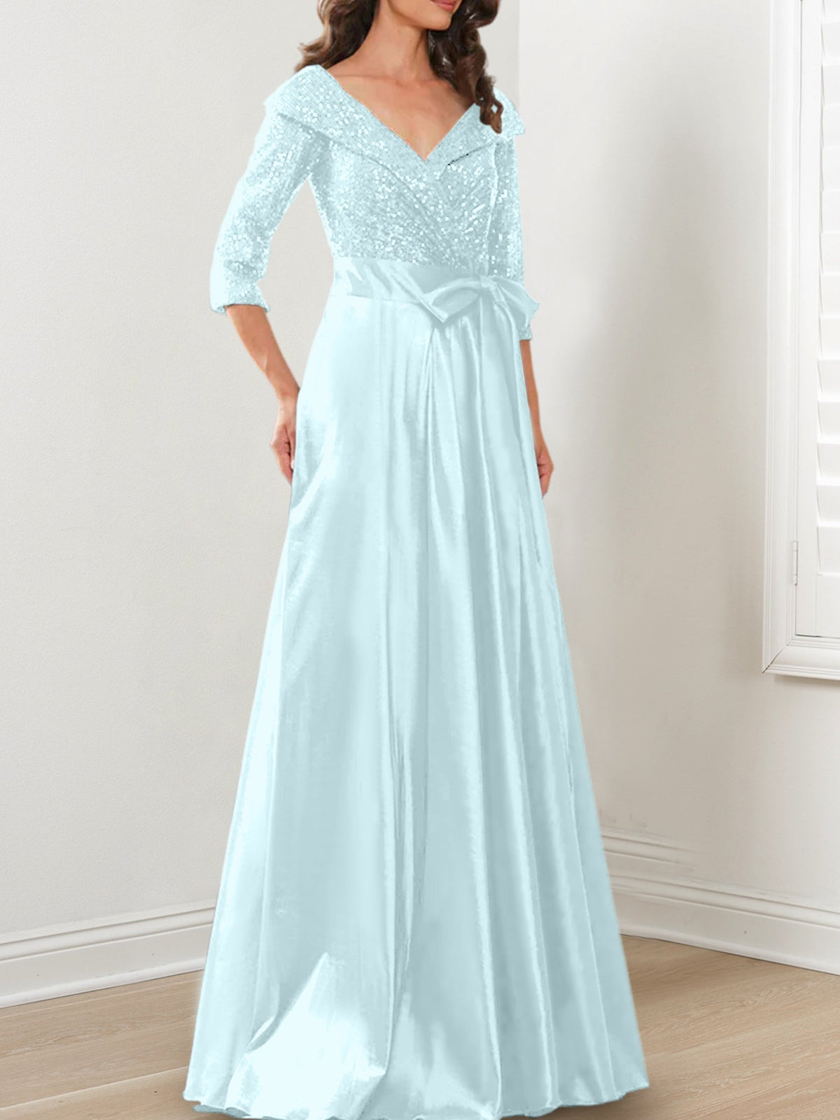 V Neck A Line Gown for the Mother of the Bride