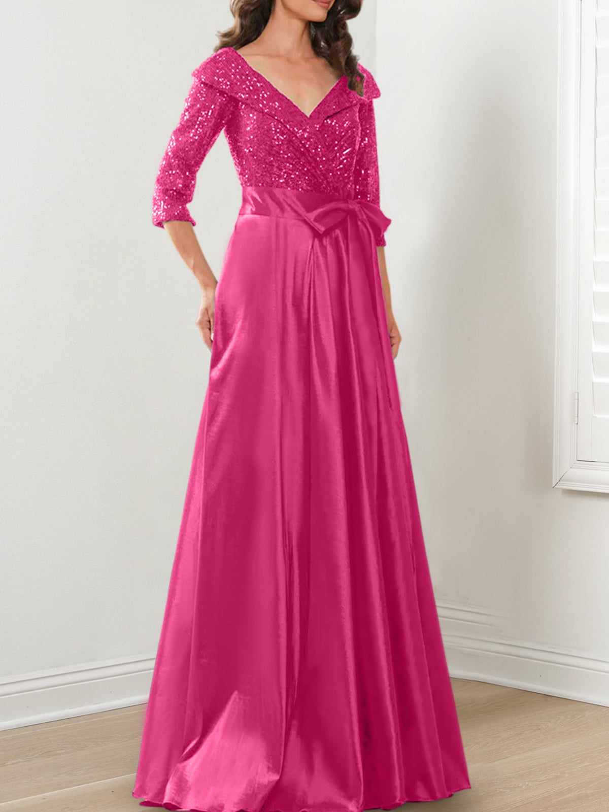 V Neck A Line Gown for the Mother of the Bride