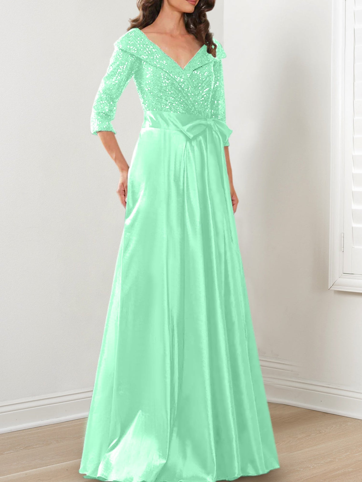 V Neck A Line Gown for the Mother of the Bride