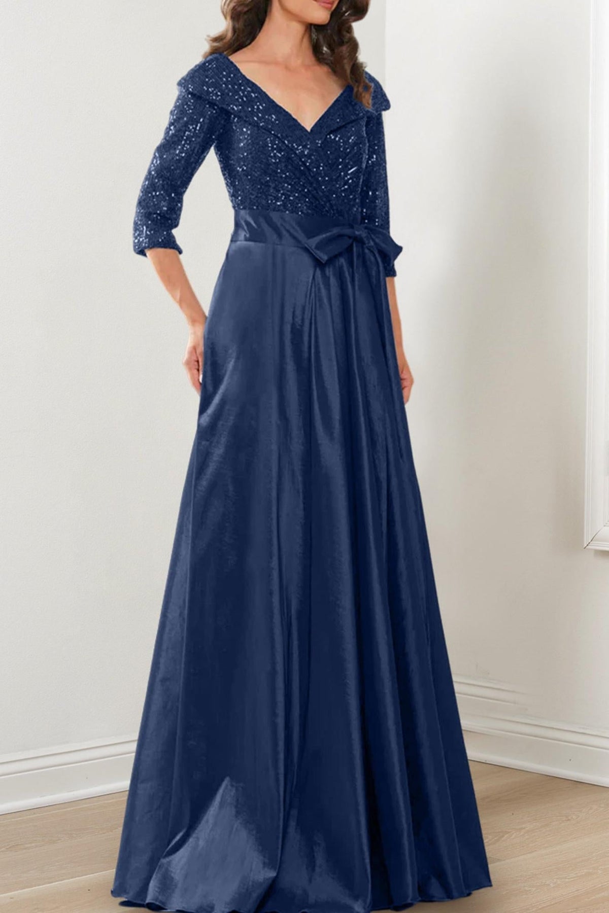 V Neck A Line Gown for the Mother of the Bride