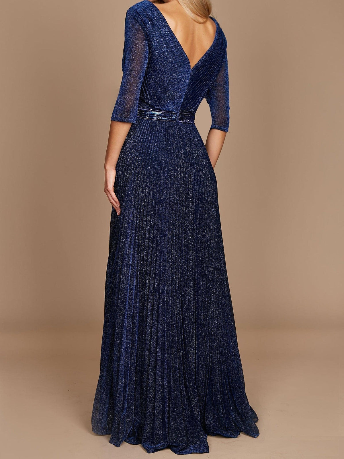 V Neck A Line Gown with 3/4 Sleeves for the Mother of the Bride