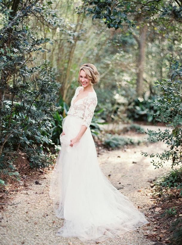 V-Neck Half Sleeve Lace Summer Wedding Dress Elegant Tulle  A-Line Bridal Gowns