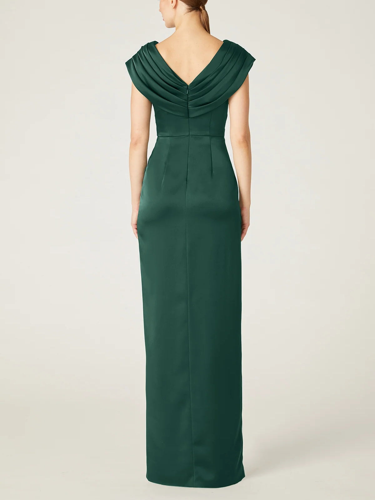 V Neck Sleeveless Long Sheath Column Mother Of The Bride Dress with Ruffles