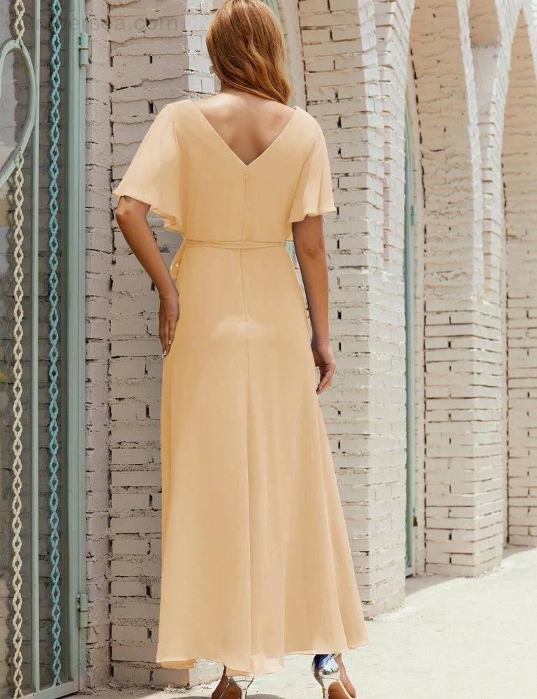 ZapDress V-Neck Bridesmaid Dress Long Formal Dresses with Belt for 28022 (ZD17051)