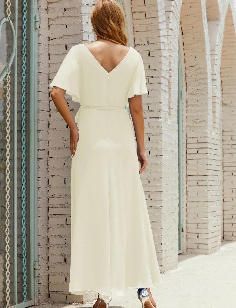 ZapDress V-Neck Bridesmaid Dress Long Formal Dresses with Belt for 28022 (ZD17051)