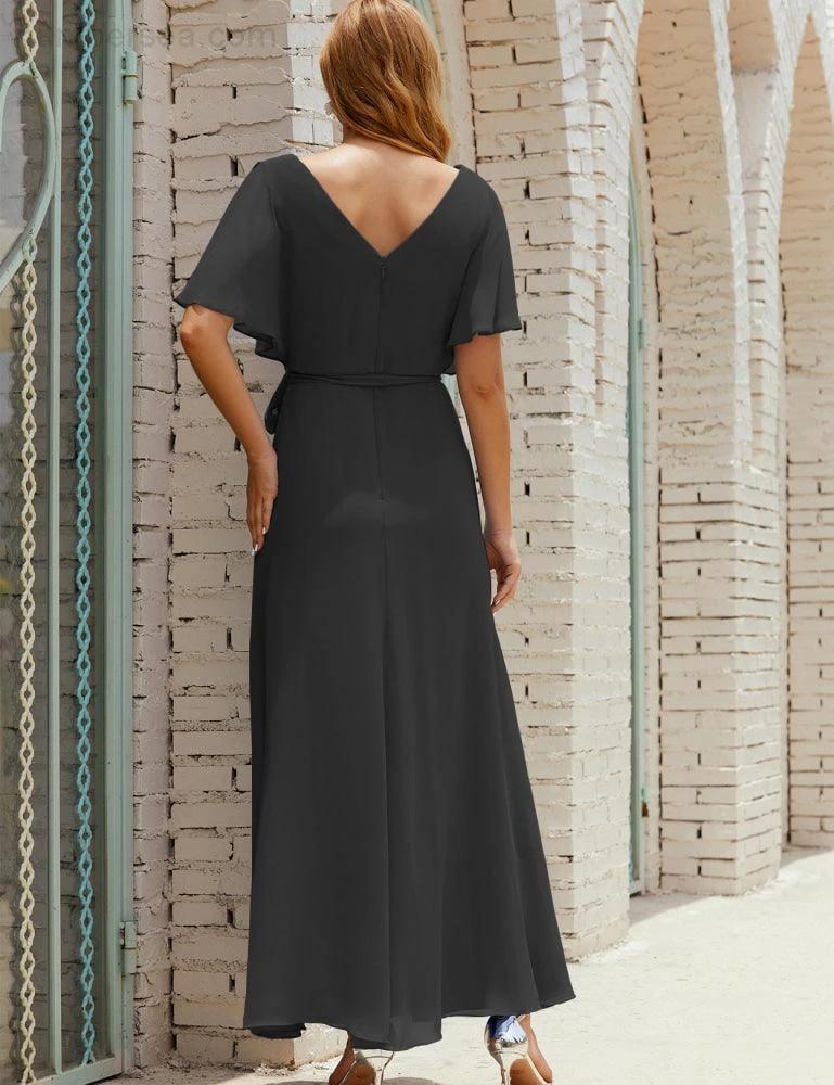 ZapDress V-Neck Bridesmaid Dress Long Formal Dresses with Belt for 28022 (ZD17051)