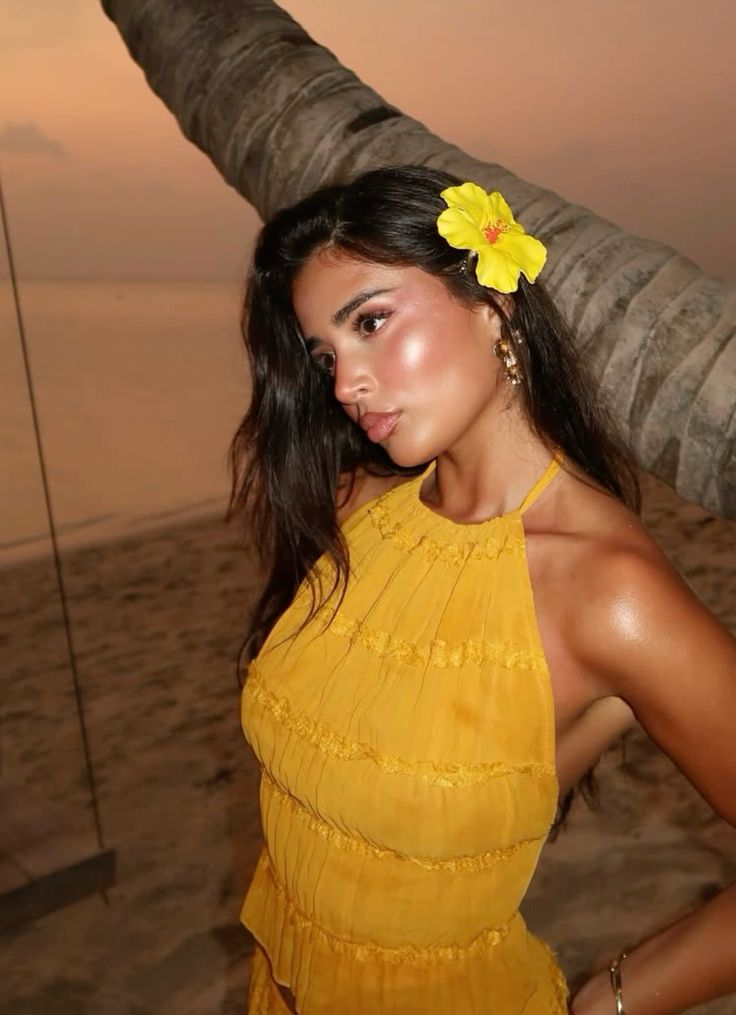 Sexy Halter Chiffon Backless Party Dress Orange Long Vacation Dresses Two Piece - View 5 | VelvetHem