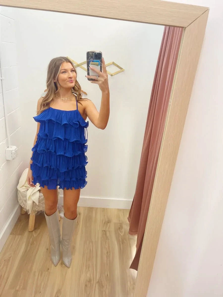 Royal Blue Tiered Homecoming Dress Royal Blue Party Dress (ZD12725)