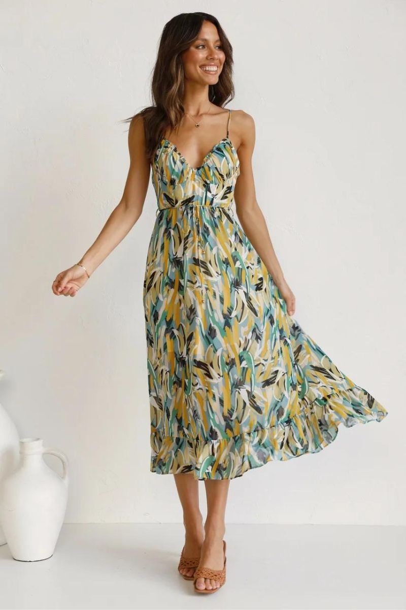 Elisa Minimalist Colorful Midi Dress Designer Edit