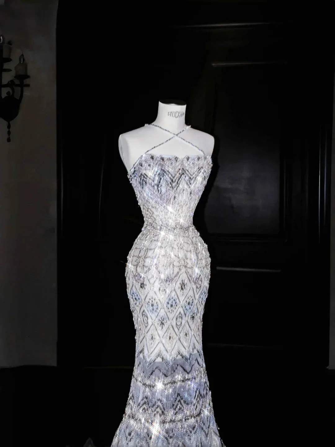 Gorgeous Mermaid Sequins Beaded Wedding Dress,Formal Prom Evening Dress (ZD13769)