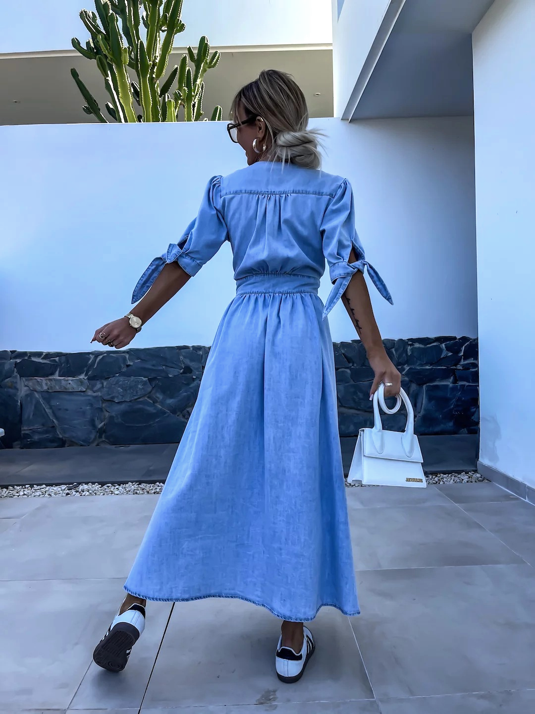 Jimena Statement Maxi Dress in Denim Premium Wardrobe Essential
