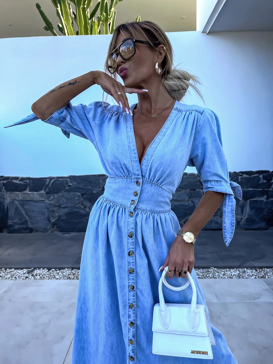 Jimena Statement Maxi Dress in Denim Premium Wardrobe Essential