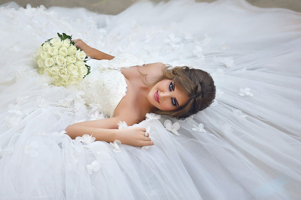 Vintage Sweetheart Tulle Ball Gown Wedding Dress with Flowers Lace Custom Made  Bridal Gowns