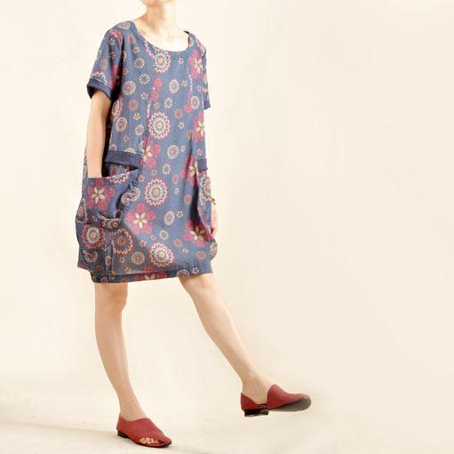 Vintage print sundress plus size cotton summer dress