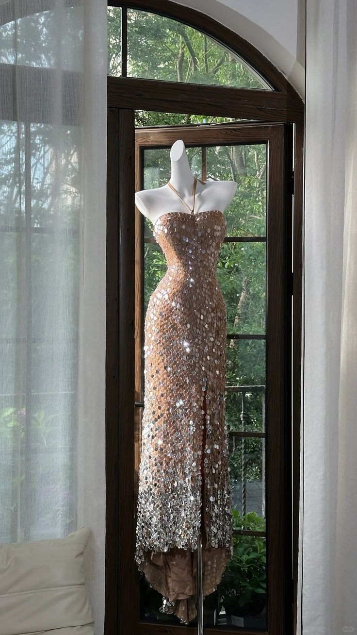 Gorgeous Halter Sequin Slit Mermaid Party Dress Long Evening Dress - View 3 | VelvetHem