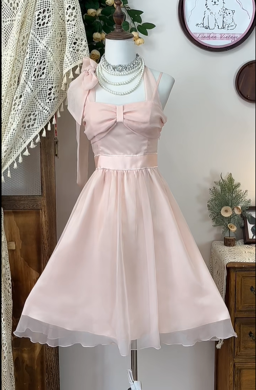 Cute Pink Spaghetti Straps A Line Mini Party Dress Homecoming Dress