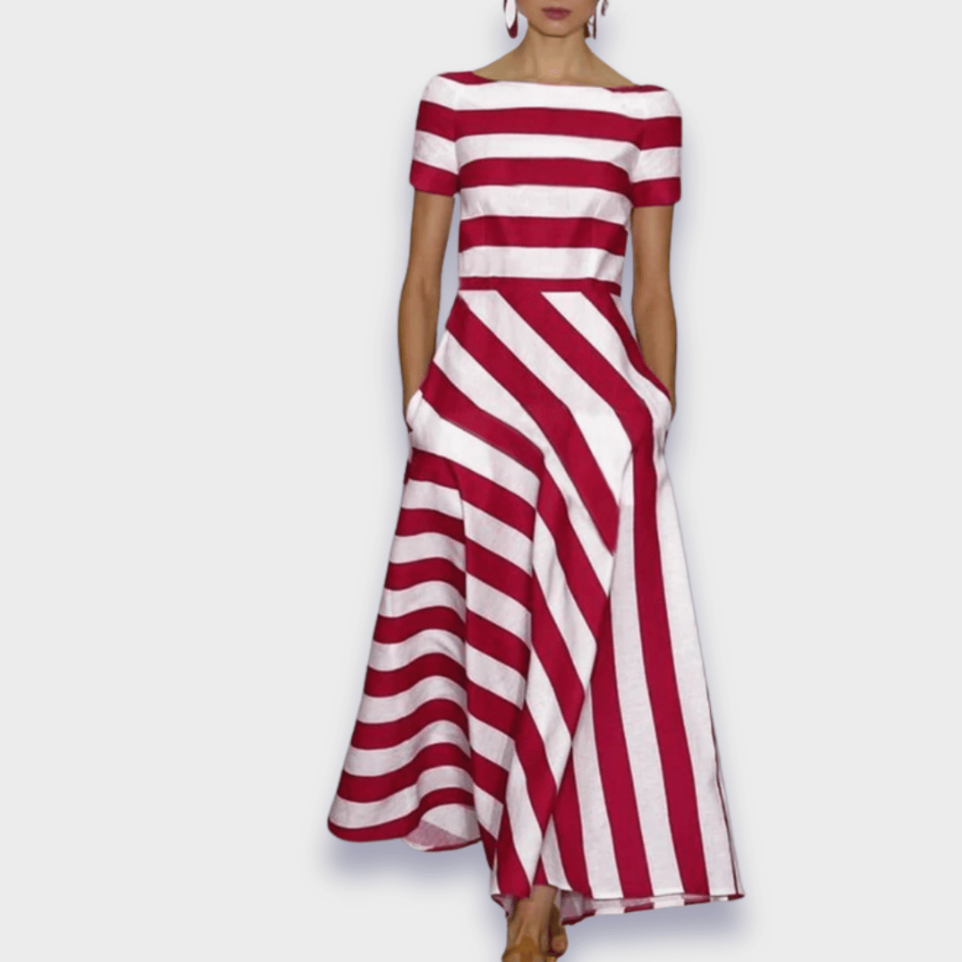 Lucia Striped Womens Maxi Dress with Relaxed Fit and Boutique Fashion Look