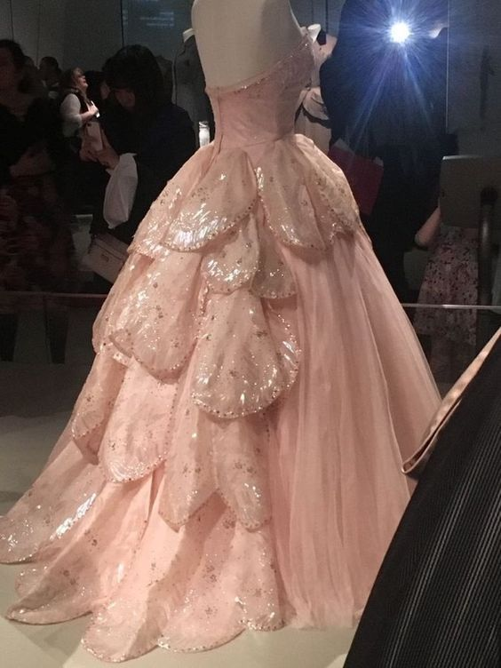 Pink Sweetheart Layered Tulle Lace Ball Gown Prom Dress - View 3 | VelvetHem