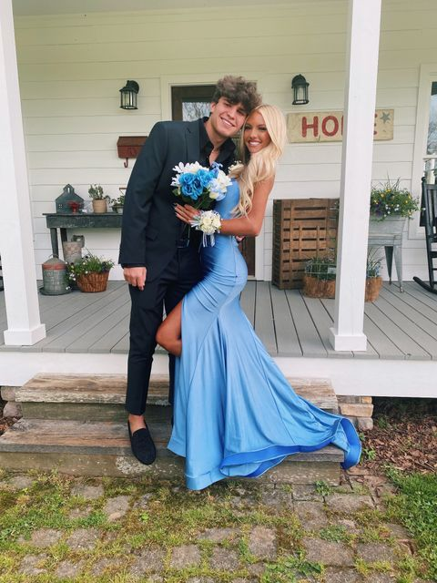 Elegant Blue Mermaid Prom Dress,Blue Evening Dress - View 2 | VelvetHem