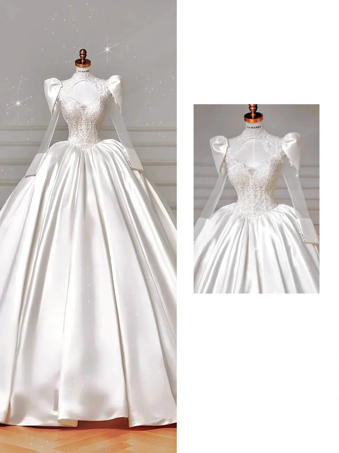 Gorgeous White Satin Lace Appliques A Line Wedding Dress,Formal Prom Dress Y8607 by simplepromdress